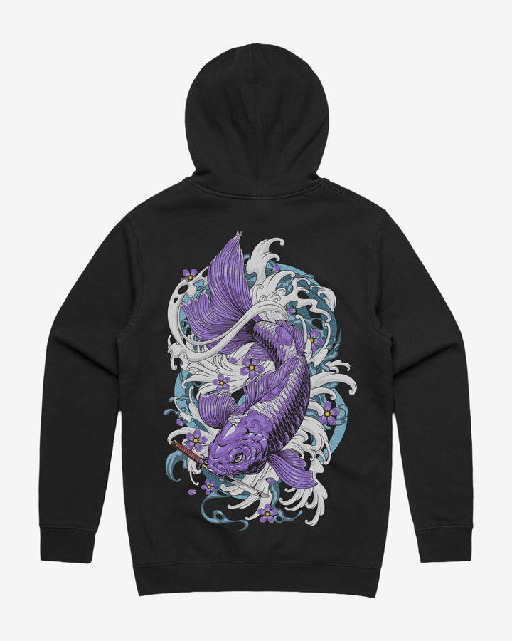 Purple Koi Fish Graphic Hoodie With Back Print