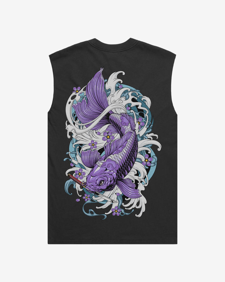 purple koi fish graphic oversized tank top