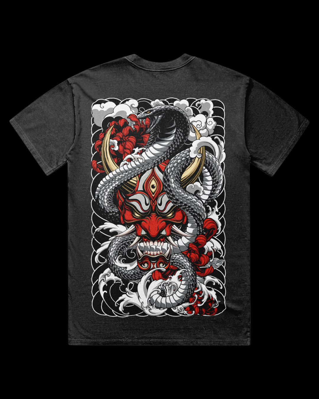 The Hannya Snake Acid Wash graphic T-Shirt