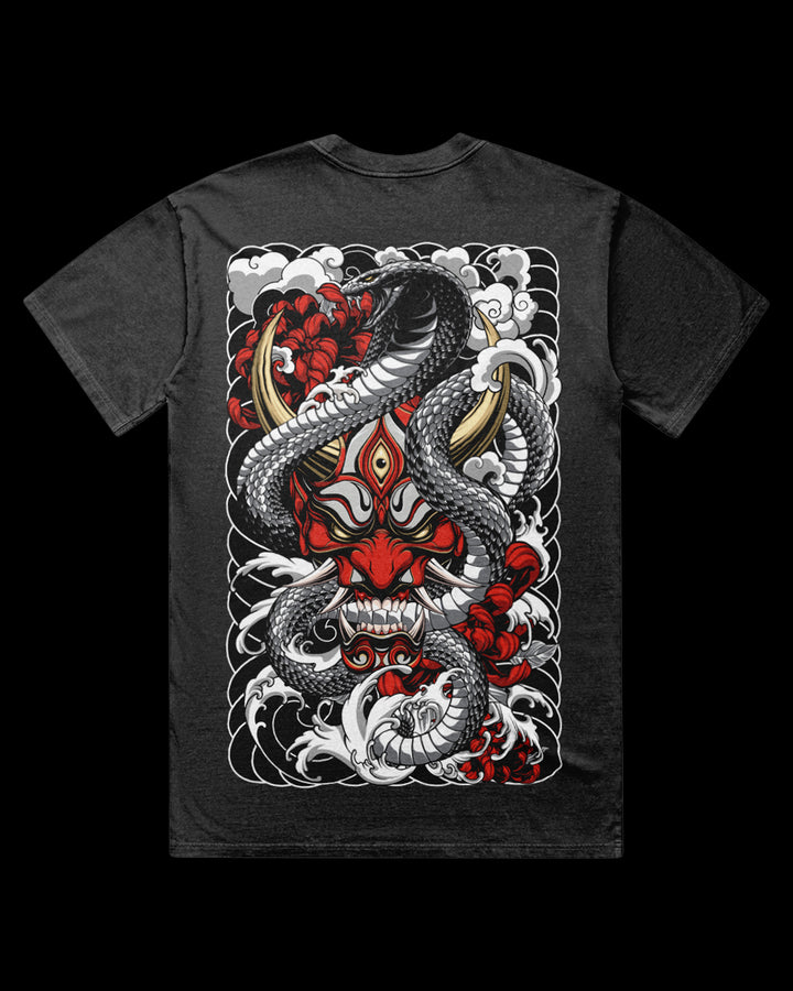The Hannya Snake Acid Wash graphic T-Shirt