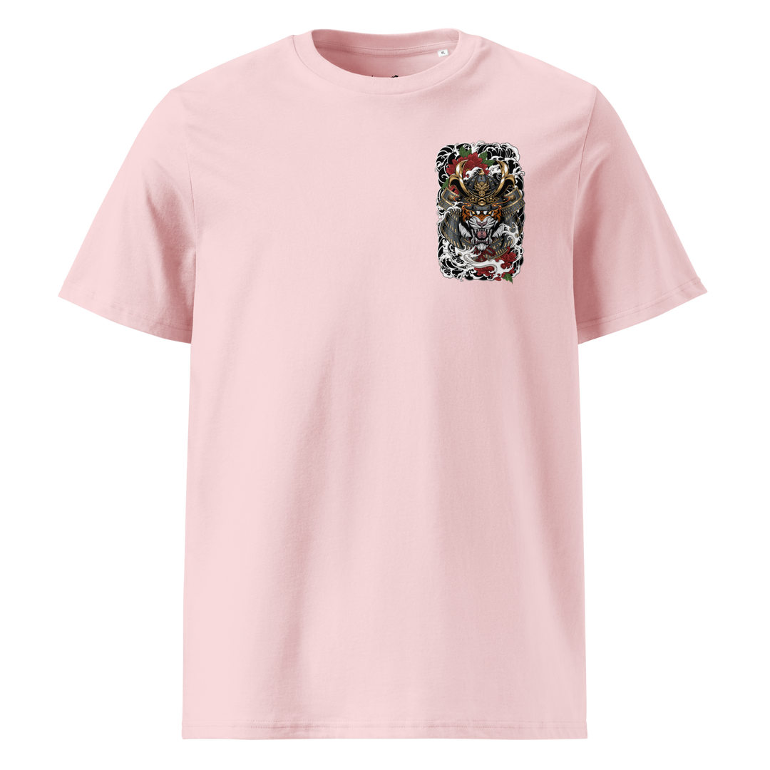 Cotton pink Roar of the Ronin Graphic Tee with a striking left chest print, inspired by Japanese Irezumi art.