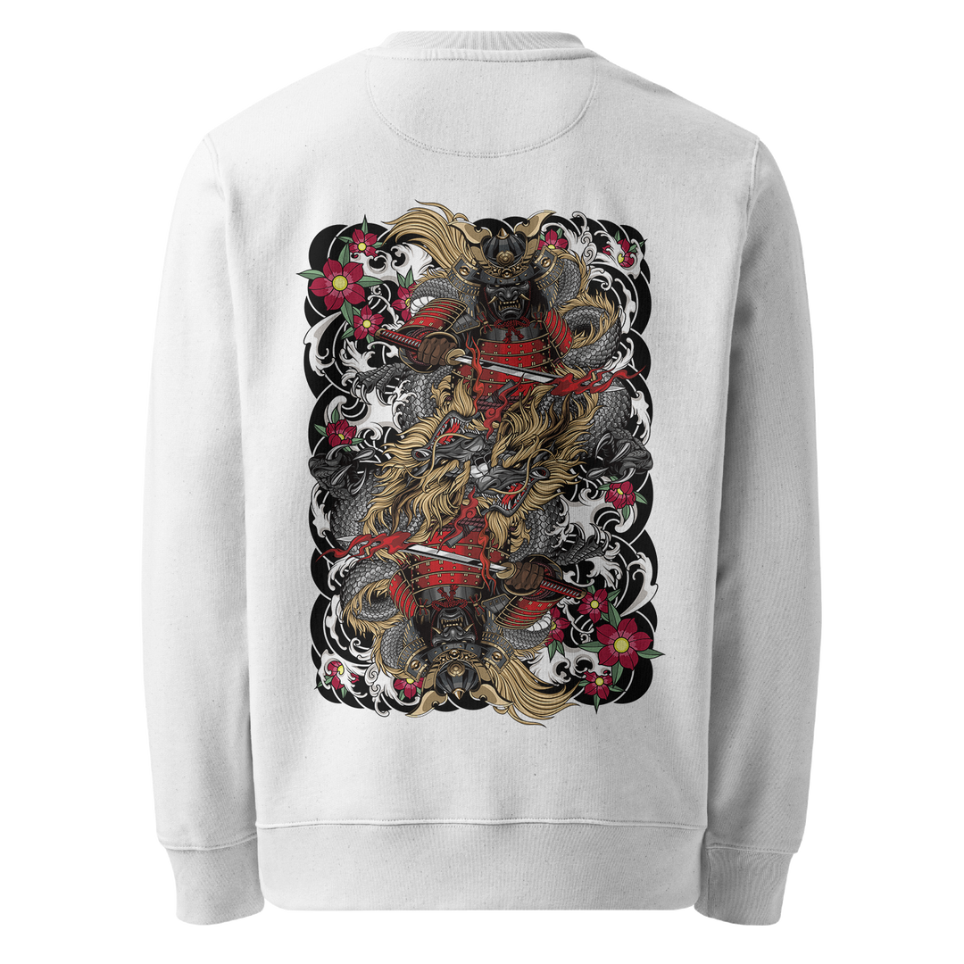 Mirrored Shogun Graphic Tattoo Sweatshirt - White