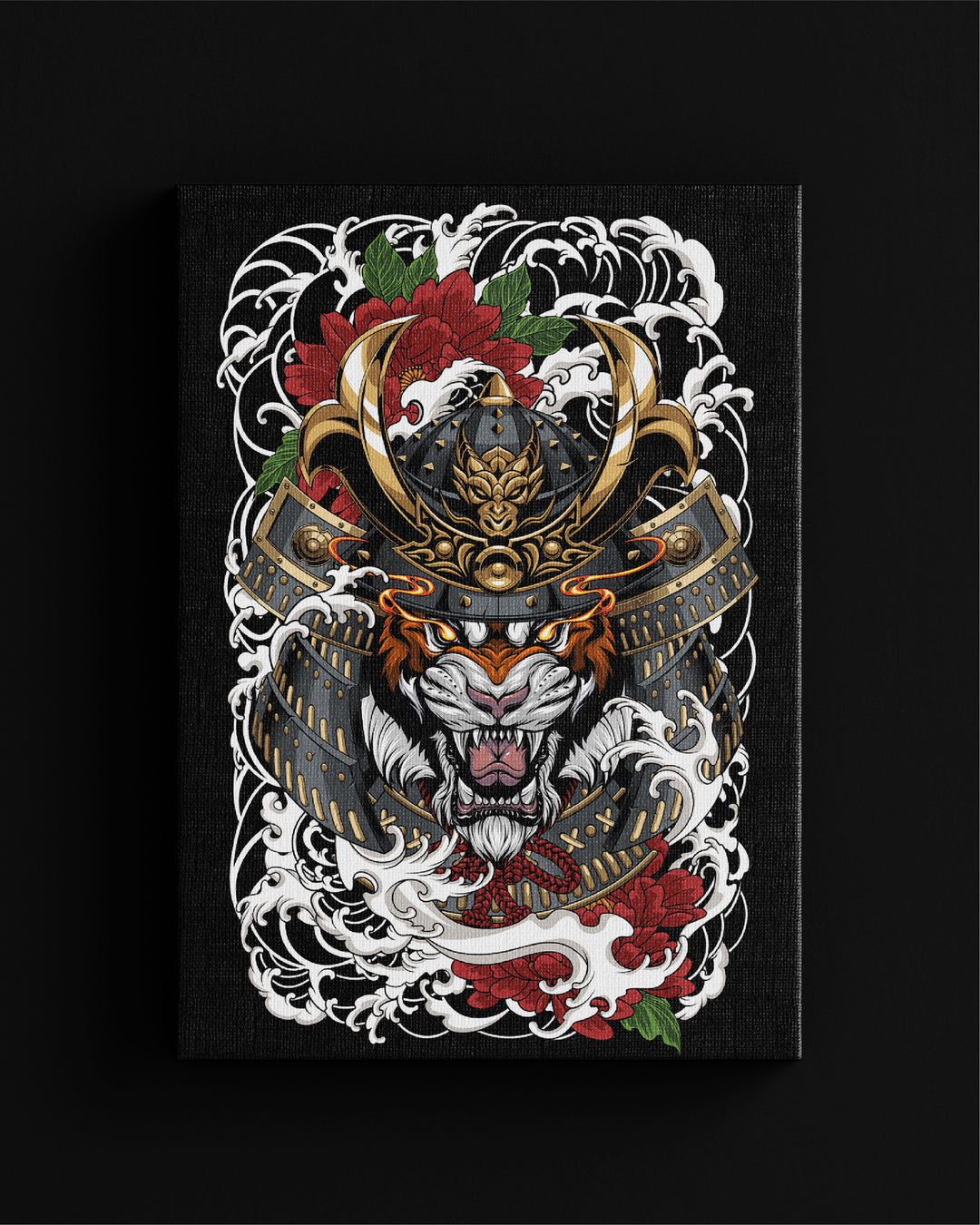 irezumi inspired tiger samurai canvas wall art