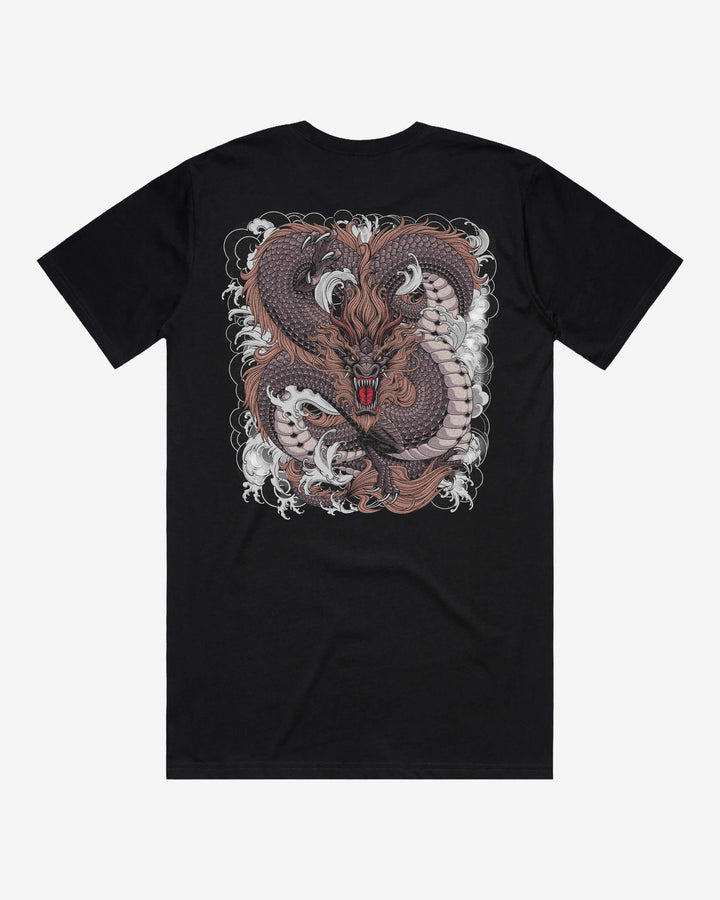 Relaxed 220GSM Japanese Tattoo T-Shirt — Ryu Dragon Back Print