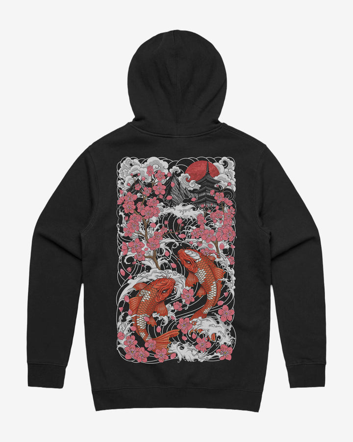 Sakura Blossom Graphic Hoodie With Back Print