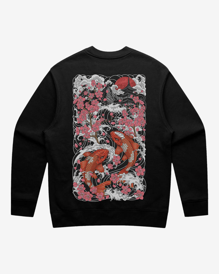 Sakura Blossom Relaxed Fit Graphic Sweatshirt With Large Tattoo Inspired Back Print