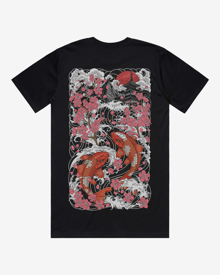 Sakura Relaxed Fit Graphic Tee With Large Japanese Tattoo Inspired Back Print