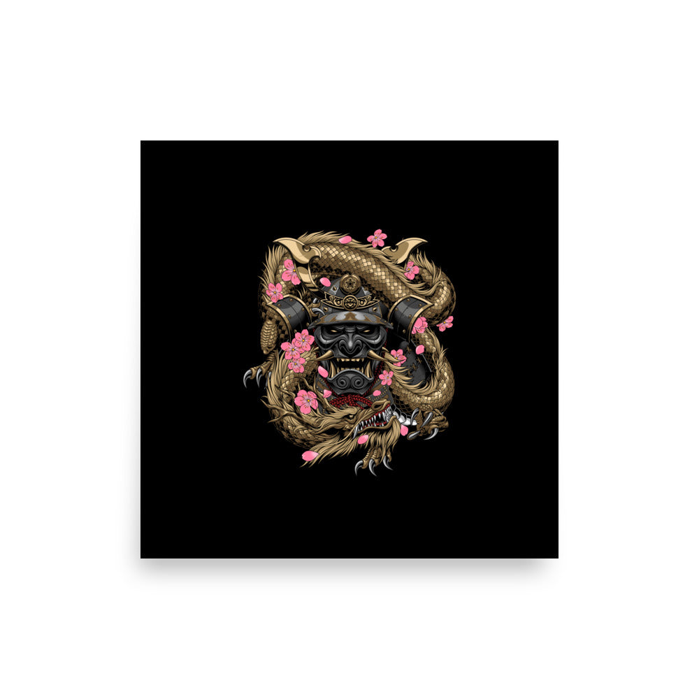 Samurai Mask Poster With Tattoo Inspired Artwork