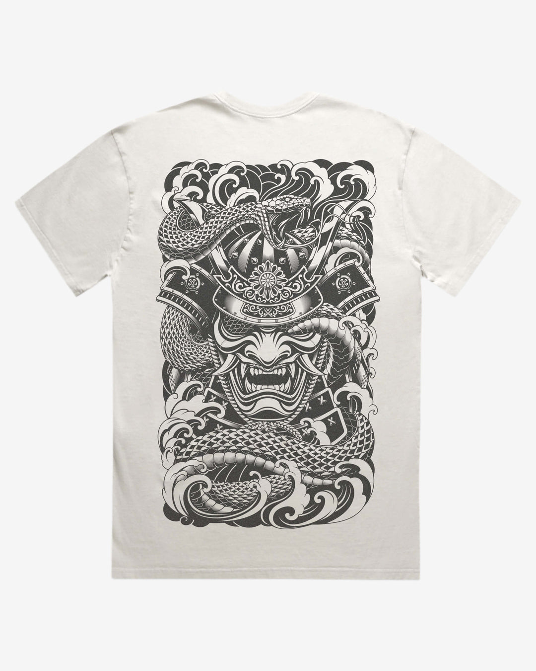 Faded 240GSM Japanese Tattoo T-Shirt — Samurai Serpent Back Print