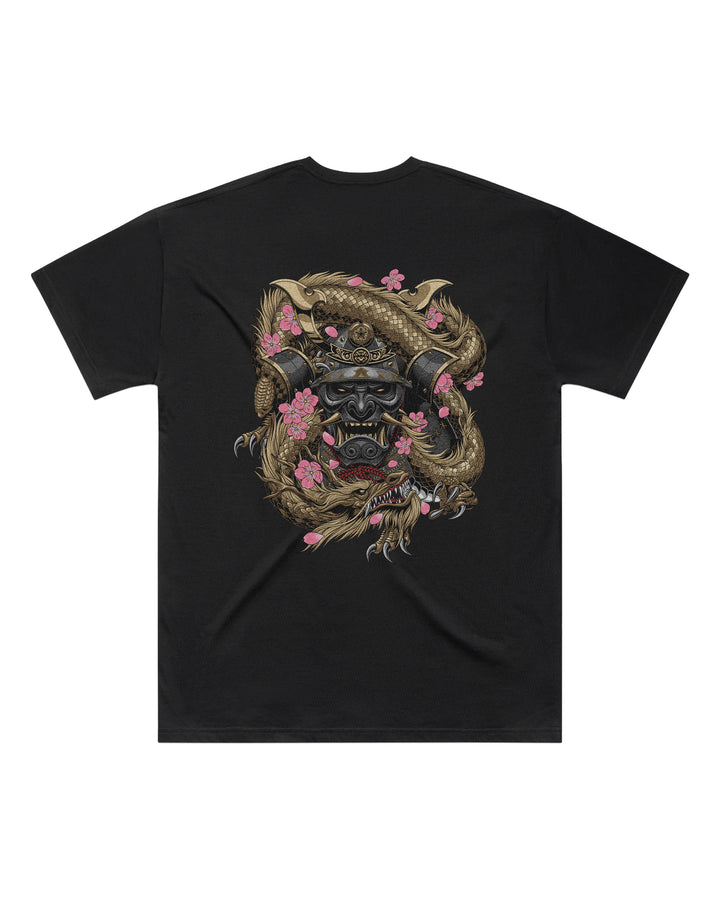 Oversized-fit t-shirt, Samurai Mask print - Black