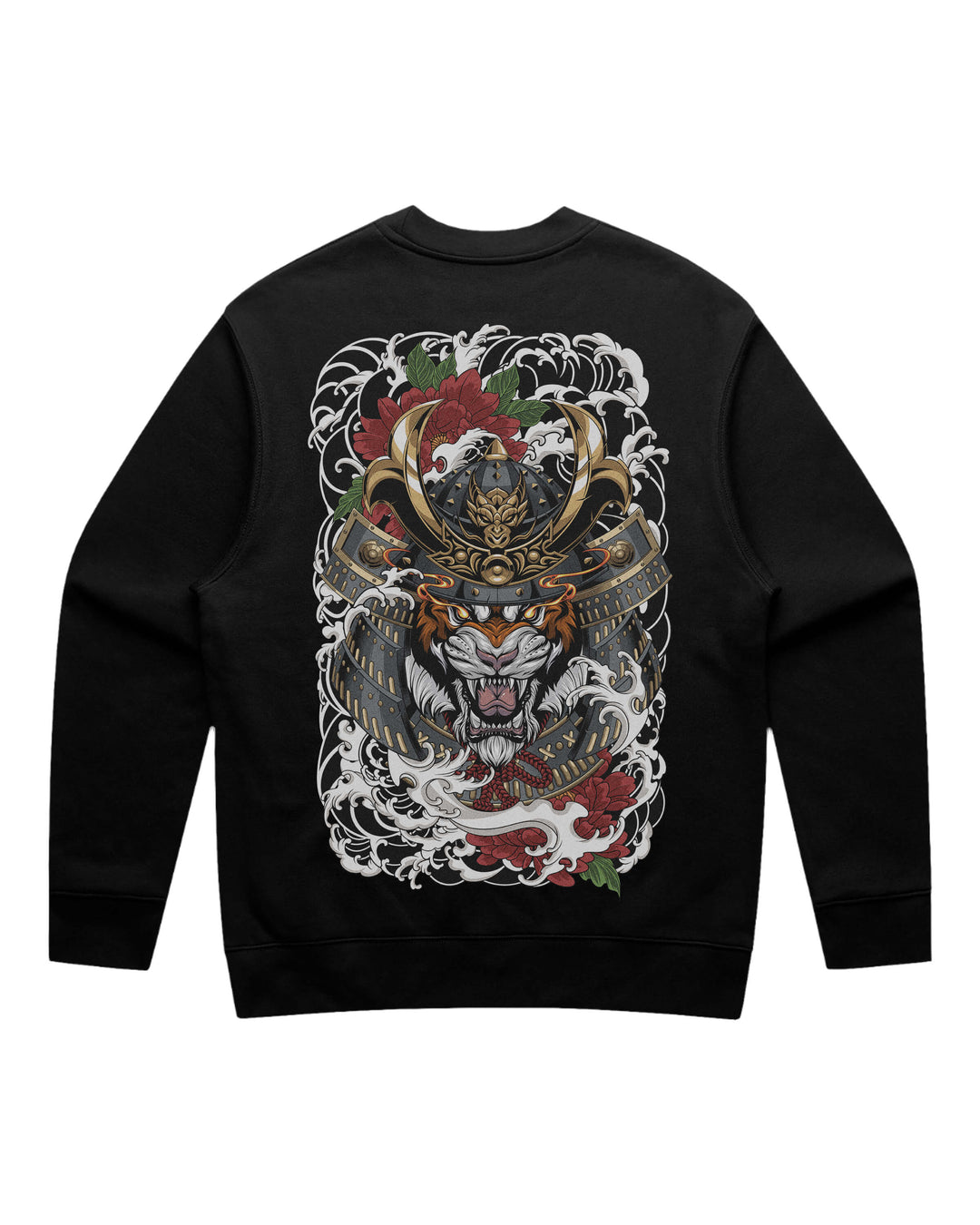 Samurai Tiger Black Crewneck Sweatshirt