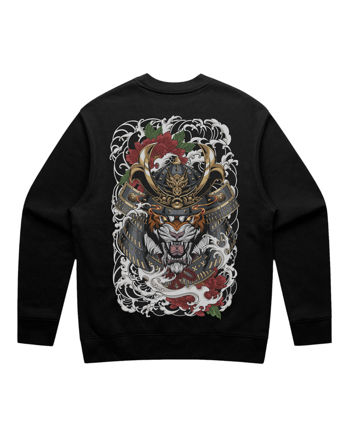 Samurai Tiger Black Crewneck Sweatshirt