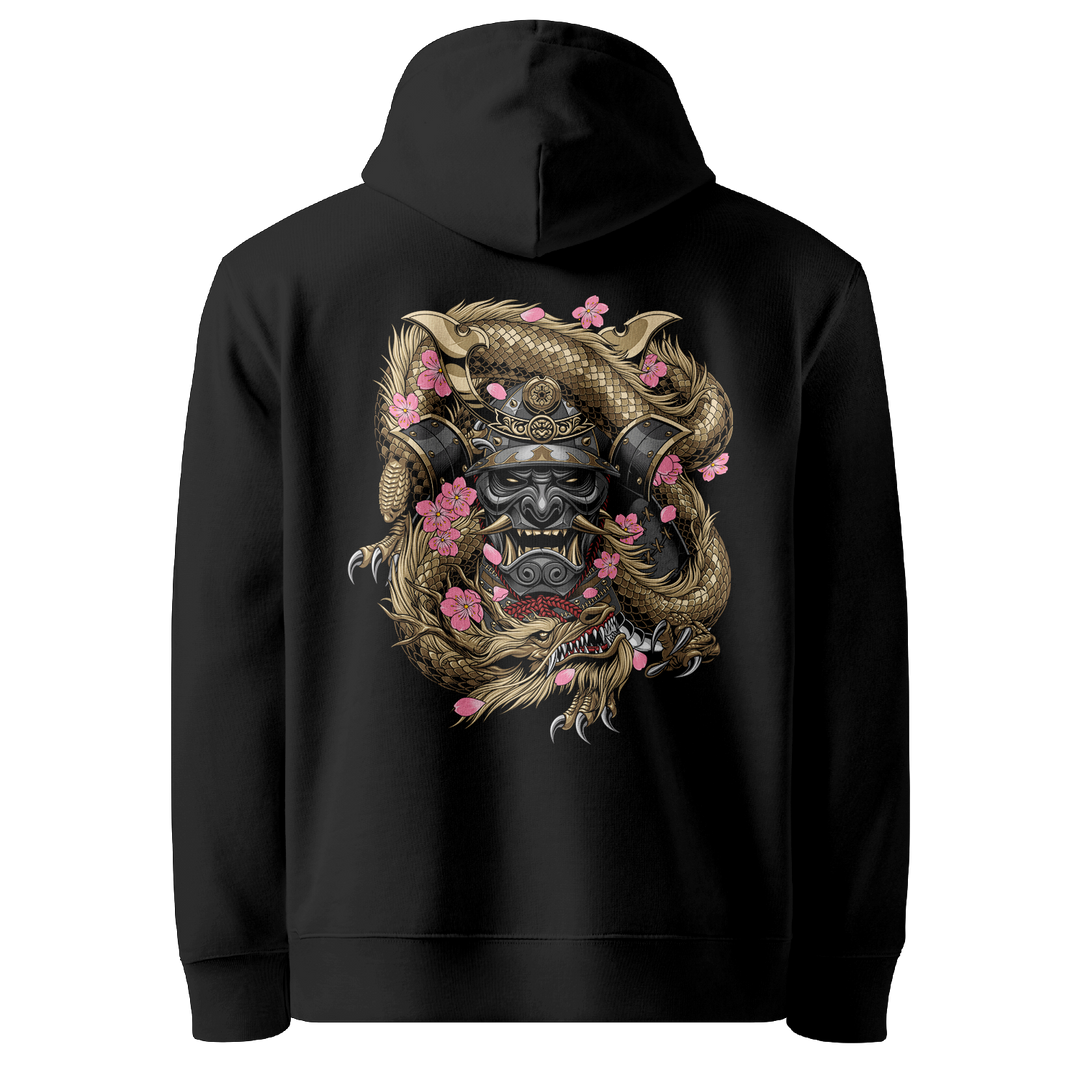 Samurai Embraced Tattoo Hoodie - Black