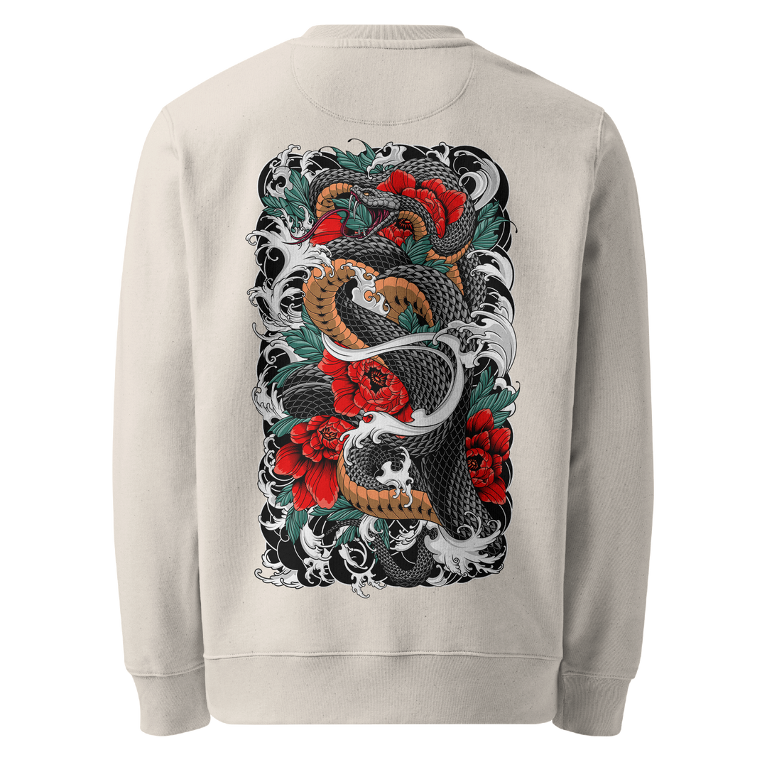 Serpents Bloom Graphic Tattoo Sweatshirt - Natural Raw