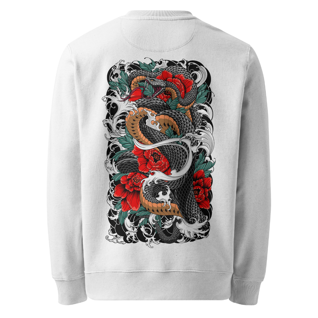 Serpents Bloom Graphic Tattoo Sweatshirt - White