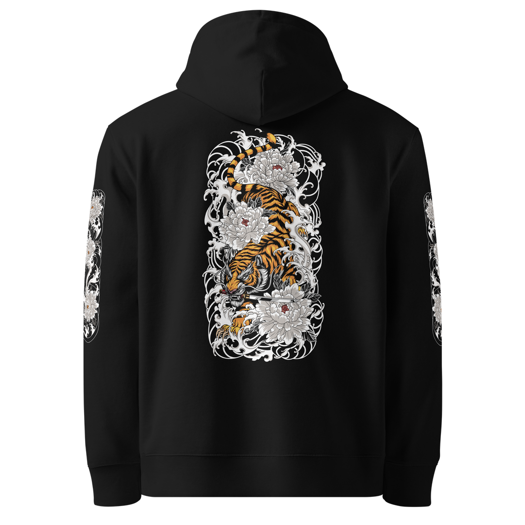 Silent Descent Graphic Hoodie back design in black