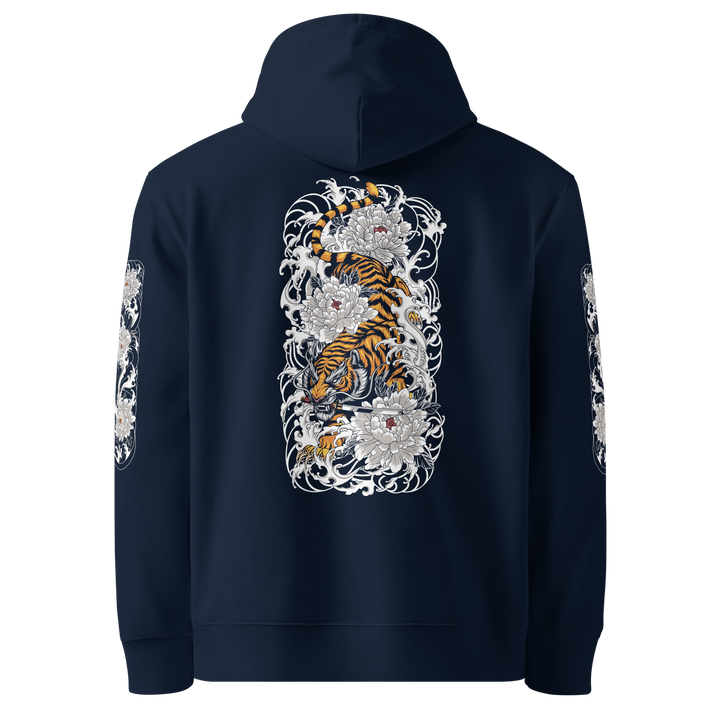 Silent Descent Graphic Hoodie back design in French navy