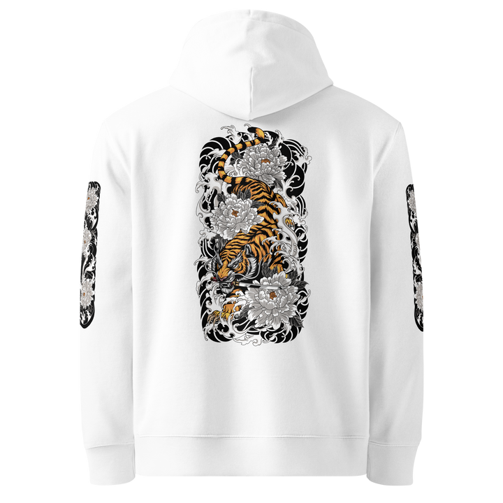 Silent Descent Graphic Hoodie back design in white