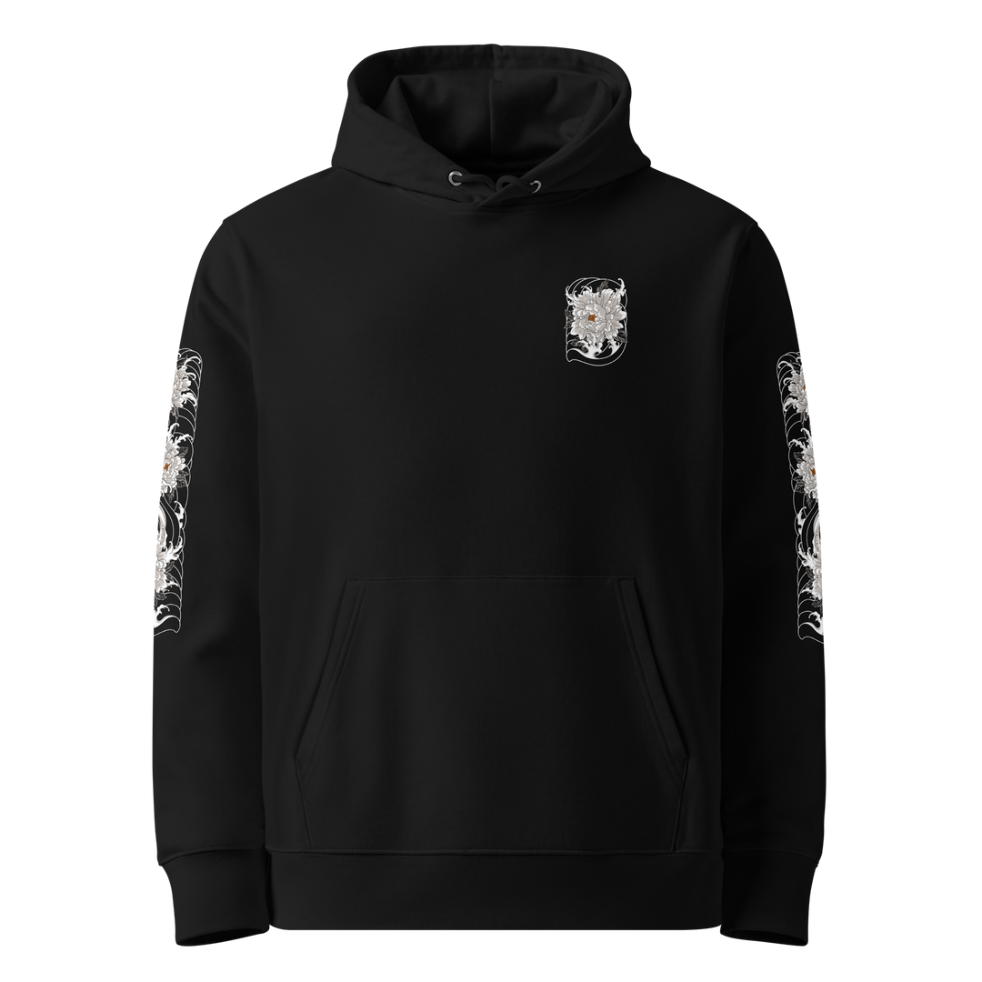 Silent Descent Graphic Hoodie front design in black