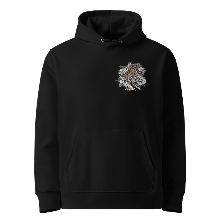 Silent Hunter Graphic Hoodie in Black with a left chest tiger print