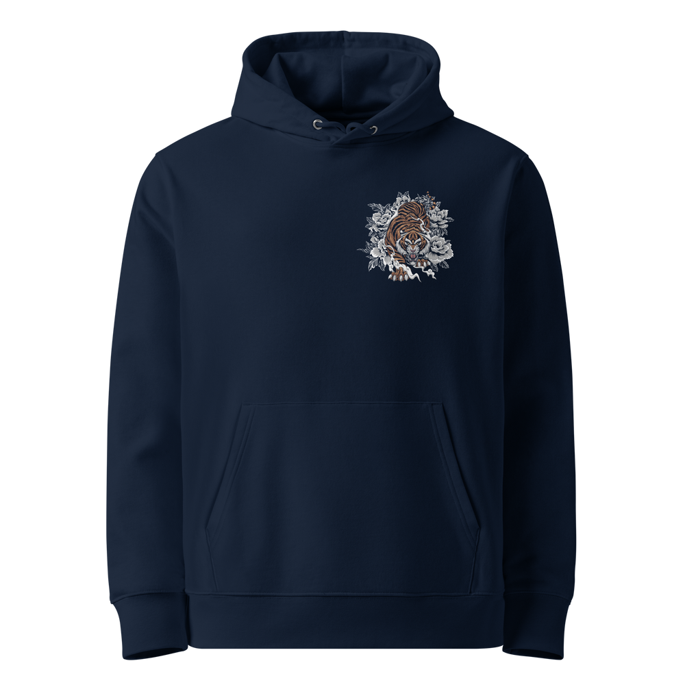 Silent Hunter Graphic Hoodie in French Navy with a left chest tiger print