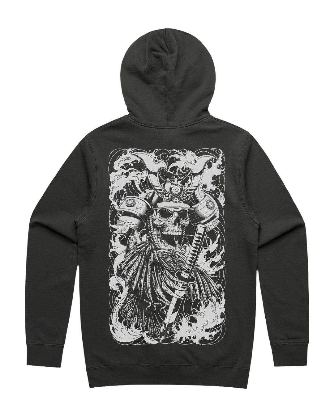 Coal graphic hoodie with large skeletal shogun back print