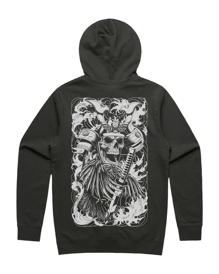 Coal graphic hoodie with large skeletal shogun back print