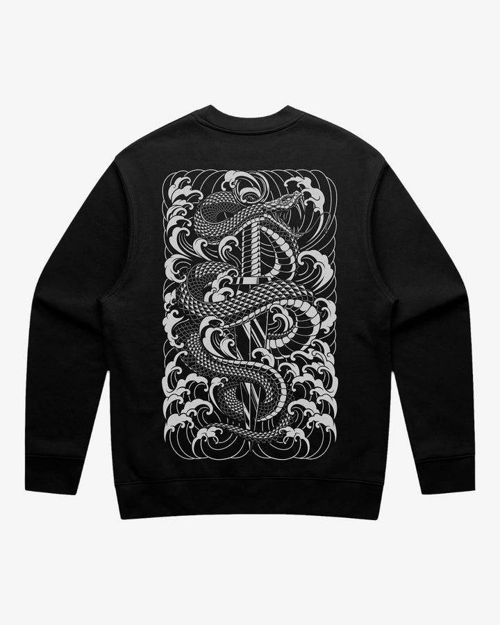 Snake & Dagger Relaxed Fit Graphic Sweatshirt With Large Tattoo Inspired Back Print