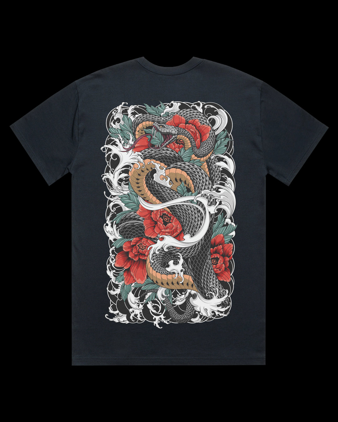 Boxy, Oversized 280gsm Heavyweight T-Shirt With Large Irezumi Inspired Back Print.