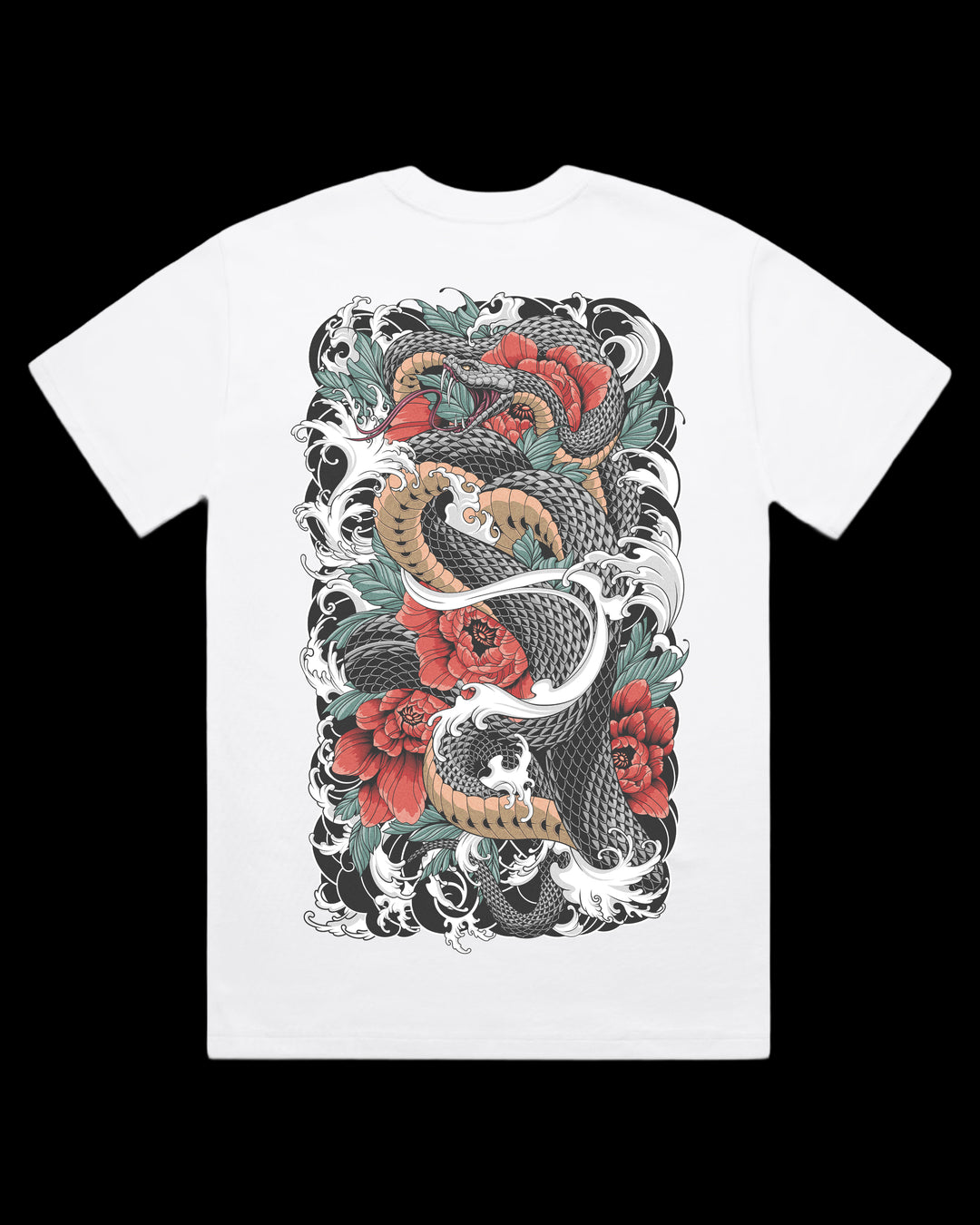 Boxy, Oversized 280gsm Heavyweight T-Shirt With Large Irezumi Inspired Back Print.