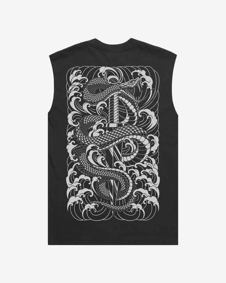 snake & dagger graphic oversized tank top