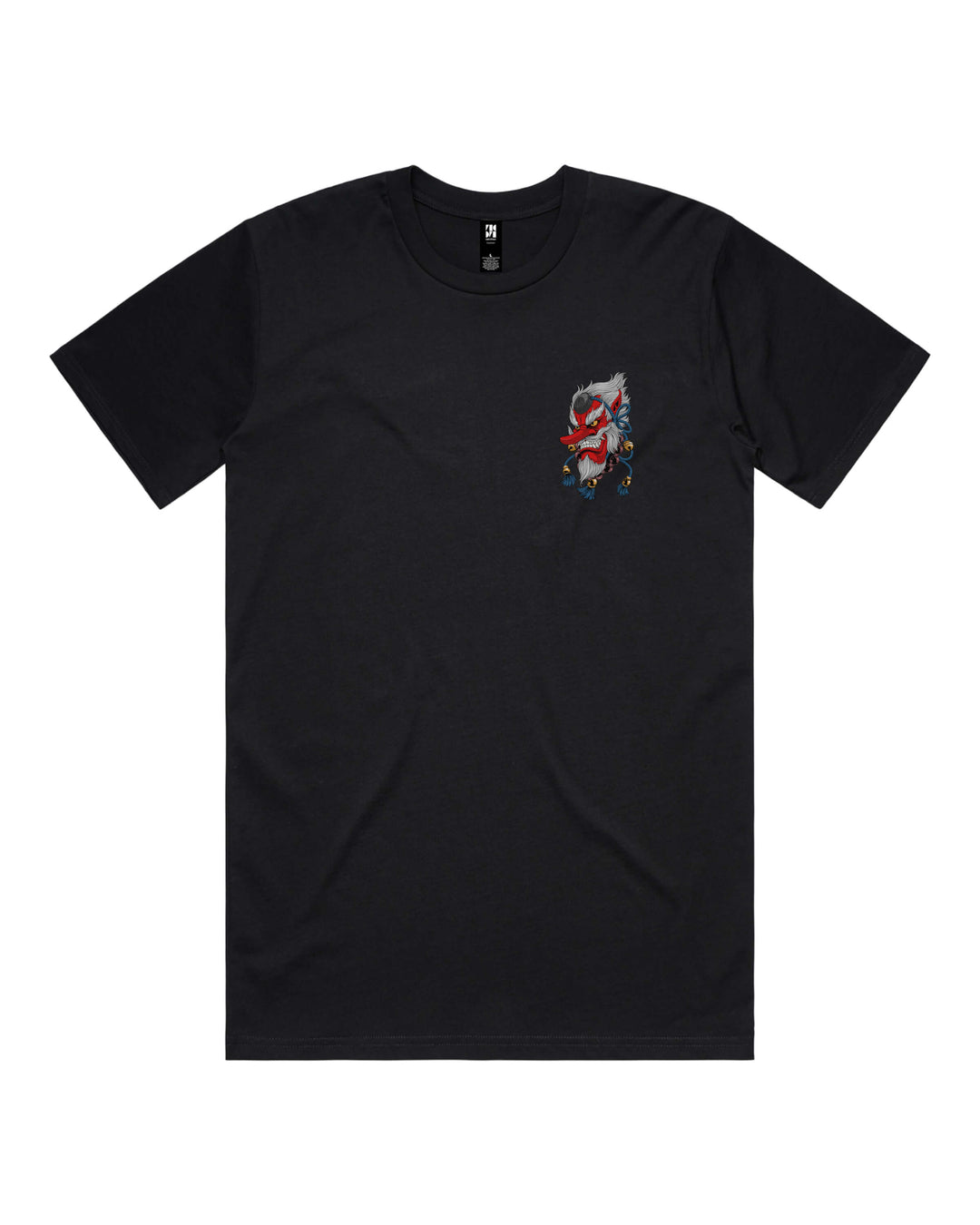 tengu left chest print on black tee