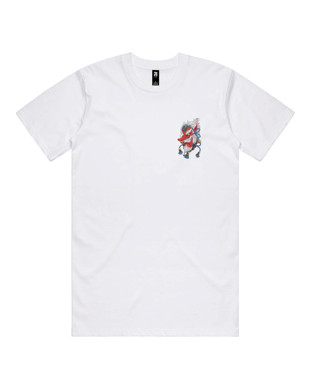 tengu left chest print on white t-shirt