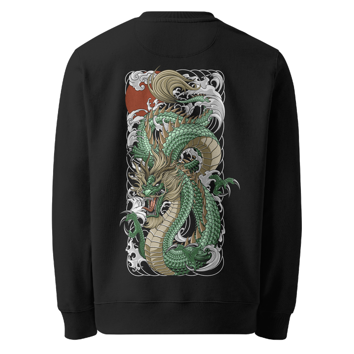 Tide Dragon Graphic Tattoo Sweatshirt - Black