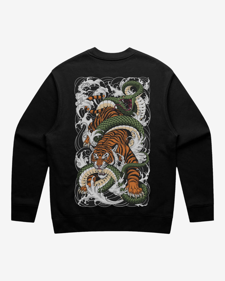 Fangs & Fury Relaxed Fit Graphic Sweatshirt With Large Tattoo Inspired Back Print