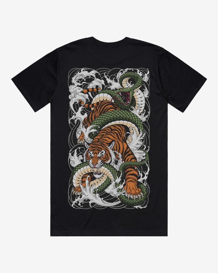 Relaxed Japanese Graphic T-Shirt — Tiger & Snake Back Print