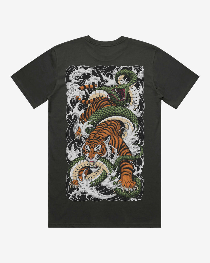 Relaxed Japanese Graphic T-Shirt — Tiger & Snake Back Print
