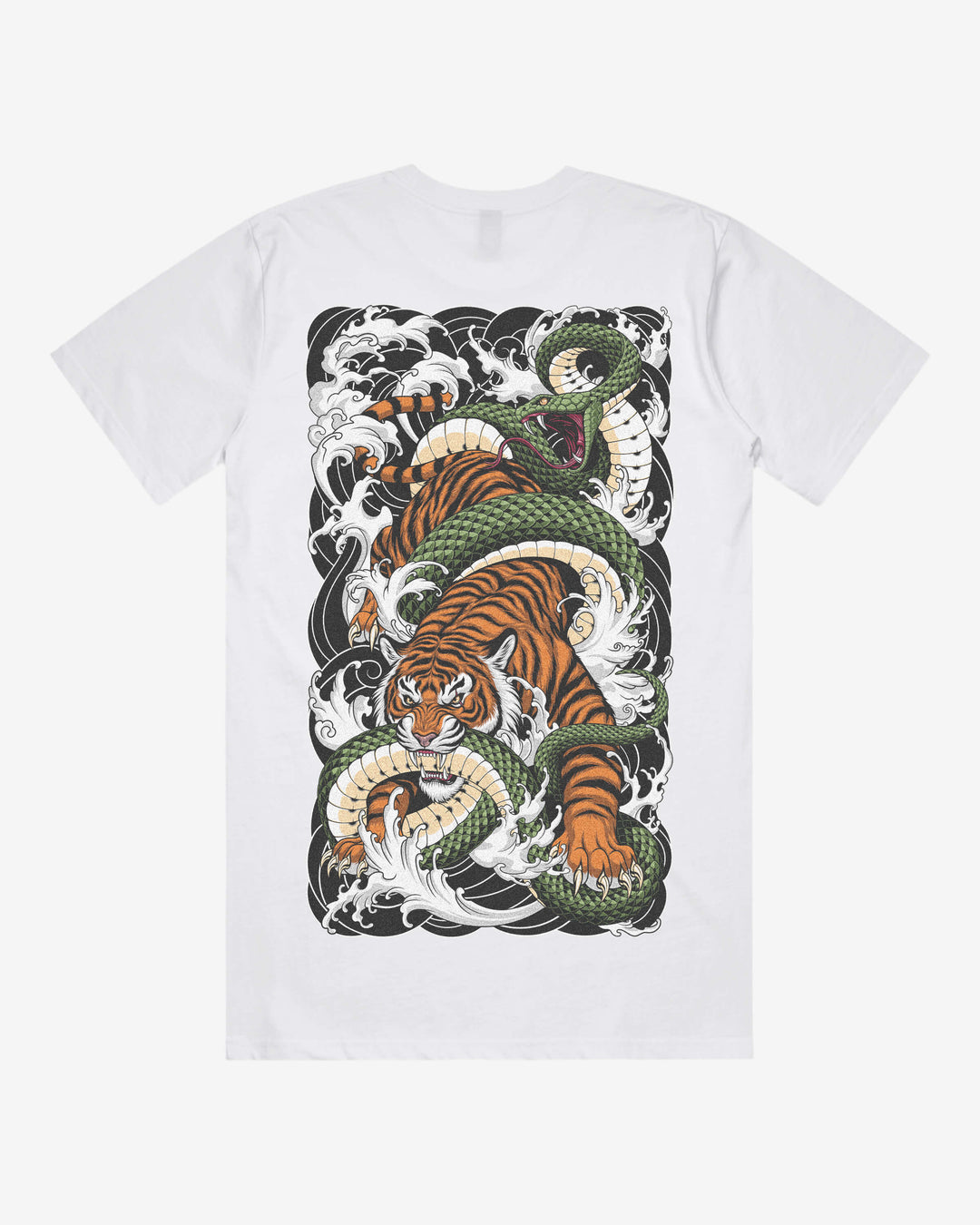 Relaxed Japanese Graphic T-Shirt — Tiger & Snake Back Print