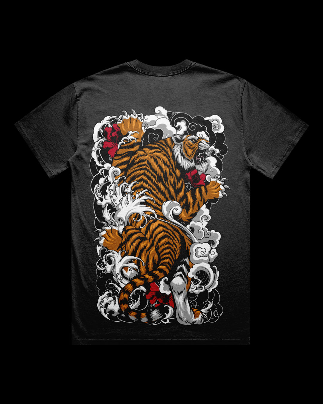 faded t shirt of climbing irezumi style tiger graphic