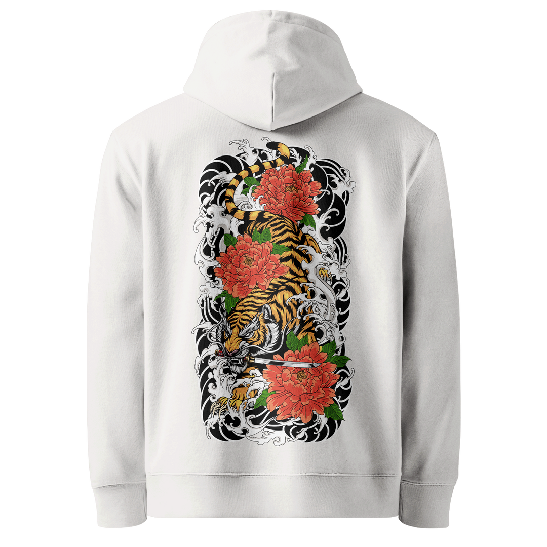 Tattoo-inspired graphic hoodie featuring original tattoo artwork. Premium heavyweight cotton for warmth and comfort.