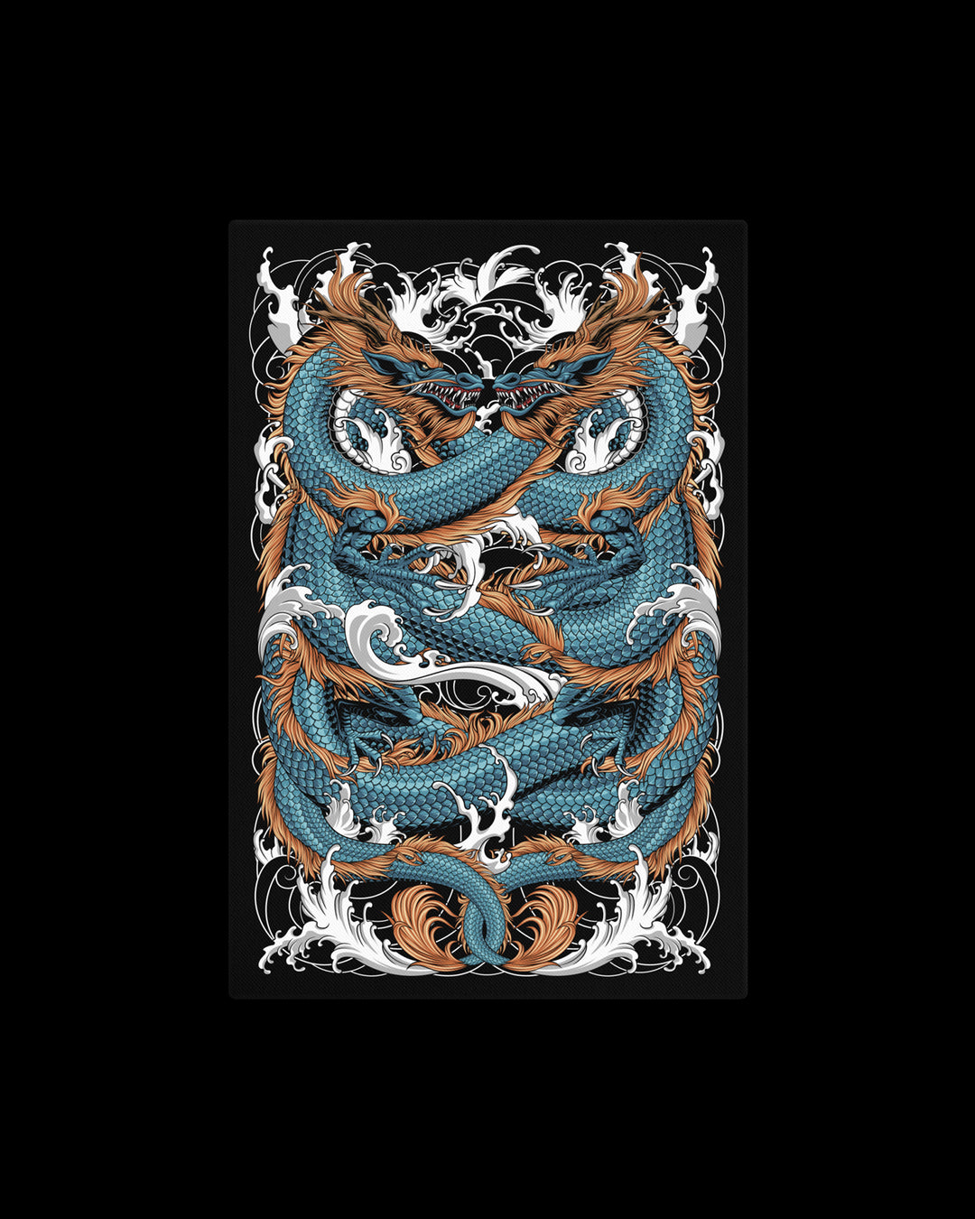 twin blue ryu wall canvas