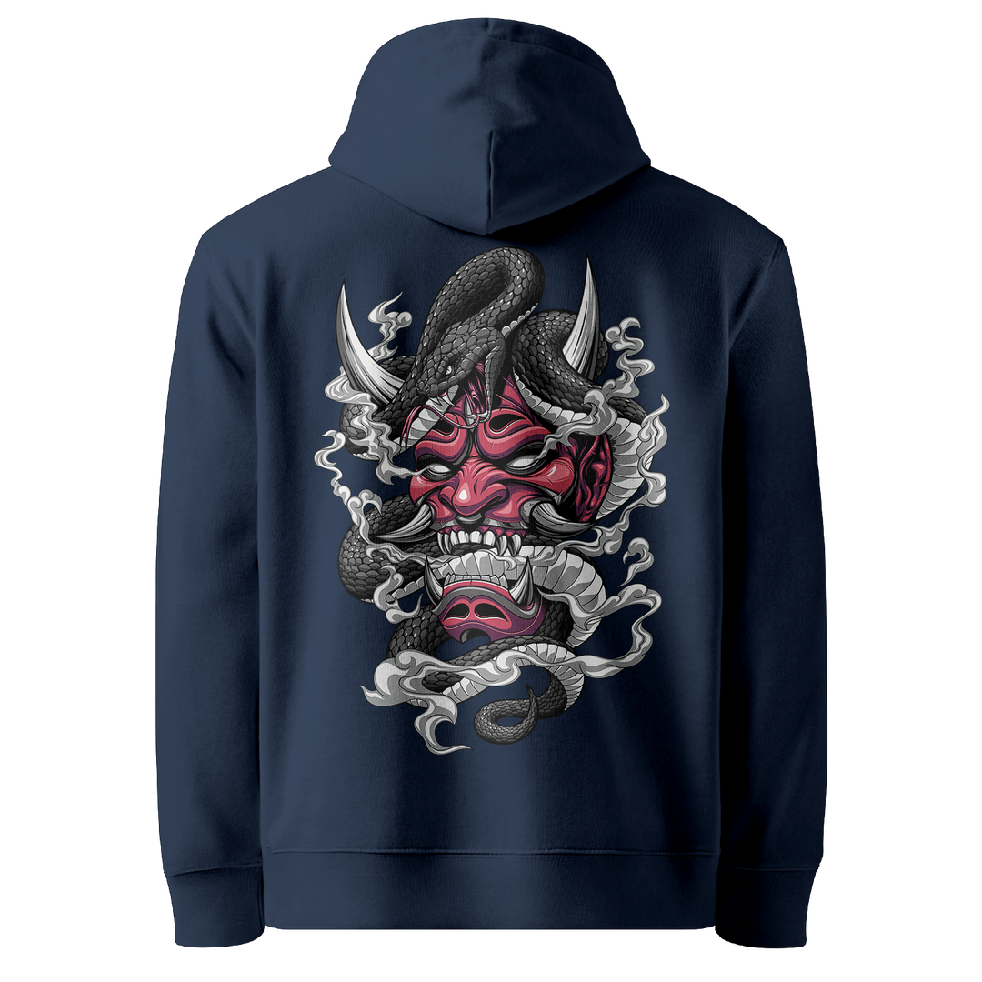 Venomous Visage Tattoo Hoodie - Navy