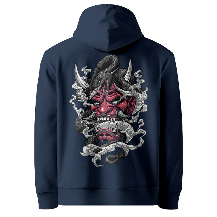 Venomous Visage Tattoo Hoodie - Navy