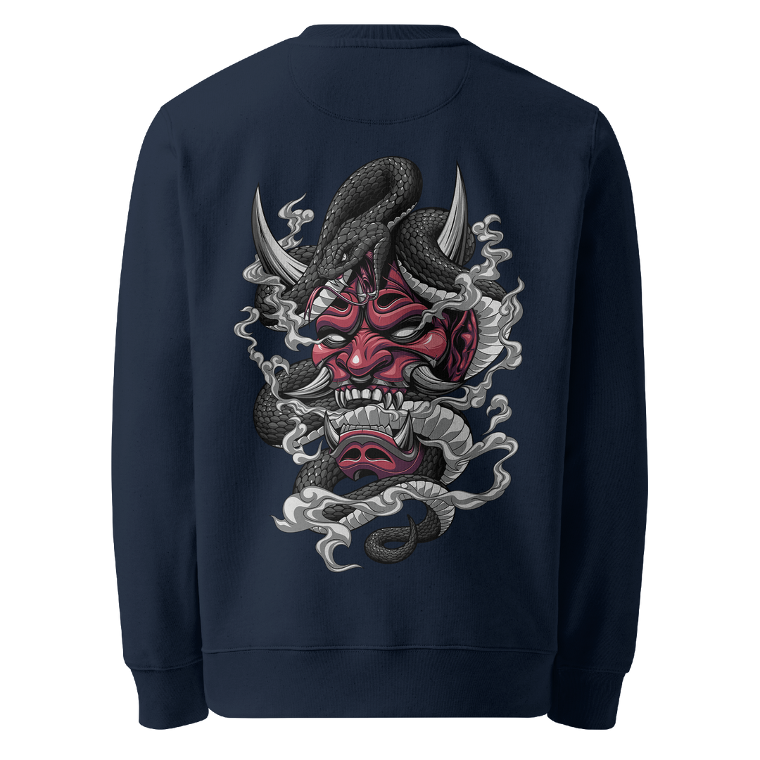 Venomous Visage Graphic Tattoo Sweatshirt - Navy