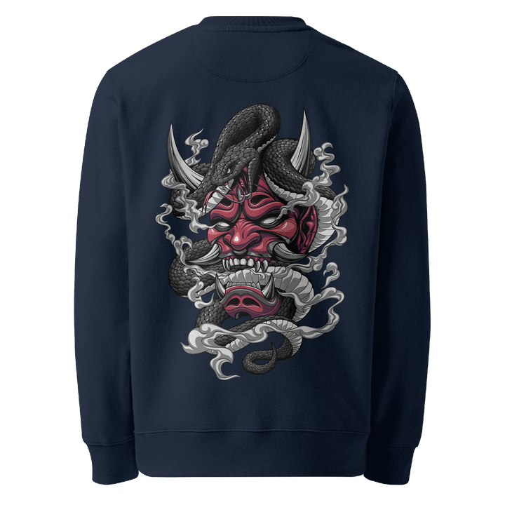 Venomous Visage Graphic Tattoo Sweatshirt - Navy