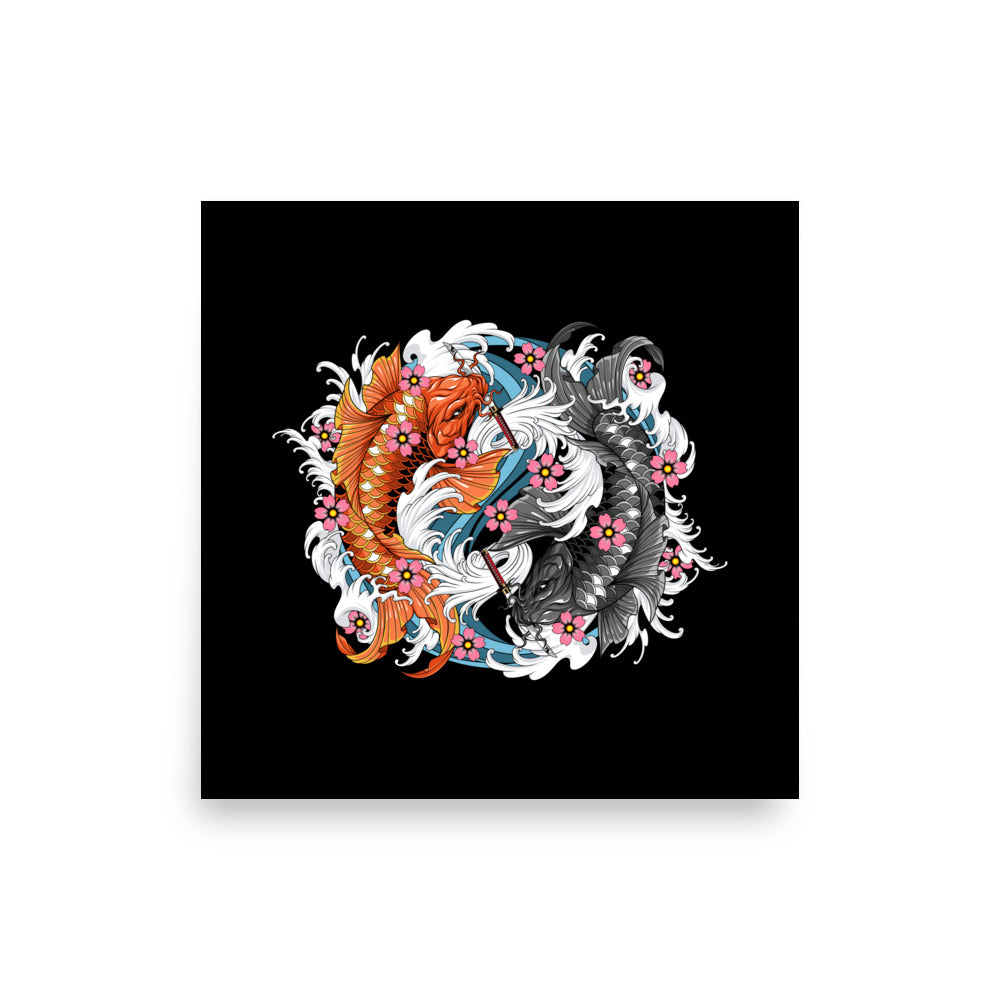 Koi Fish Poster With Tattoo Inspired Artwork
